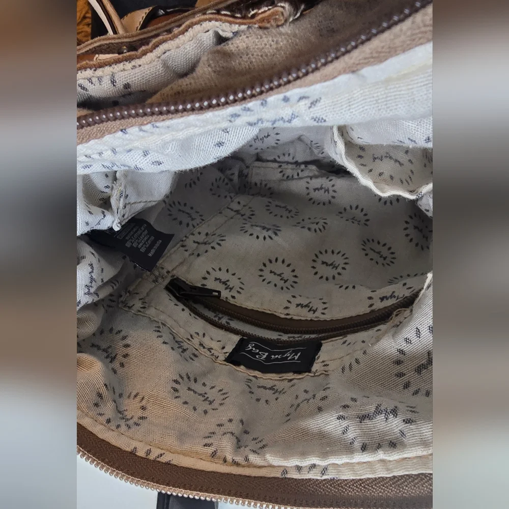 MYRA BAG - Elegant Cream, black and Brown Shoulder Bag Canvas/Cowhide - Picture 3 of 3